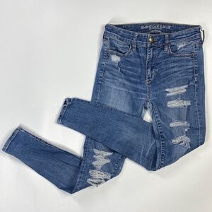 American Eagle Super Stretch X Hi-Rise Jegging Distressed Size 4